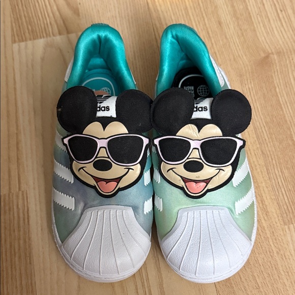 Adidas Kids Sneakers with Mickey Mouse - Teal and White - Picture 1 of 3